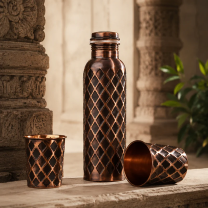 Solid Copper Water Bottle - Diamond Edition