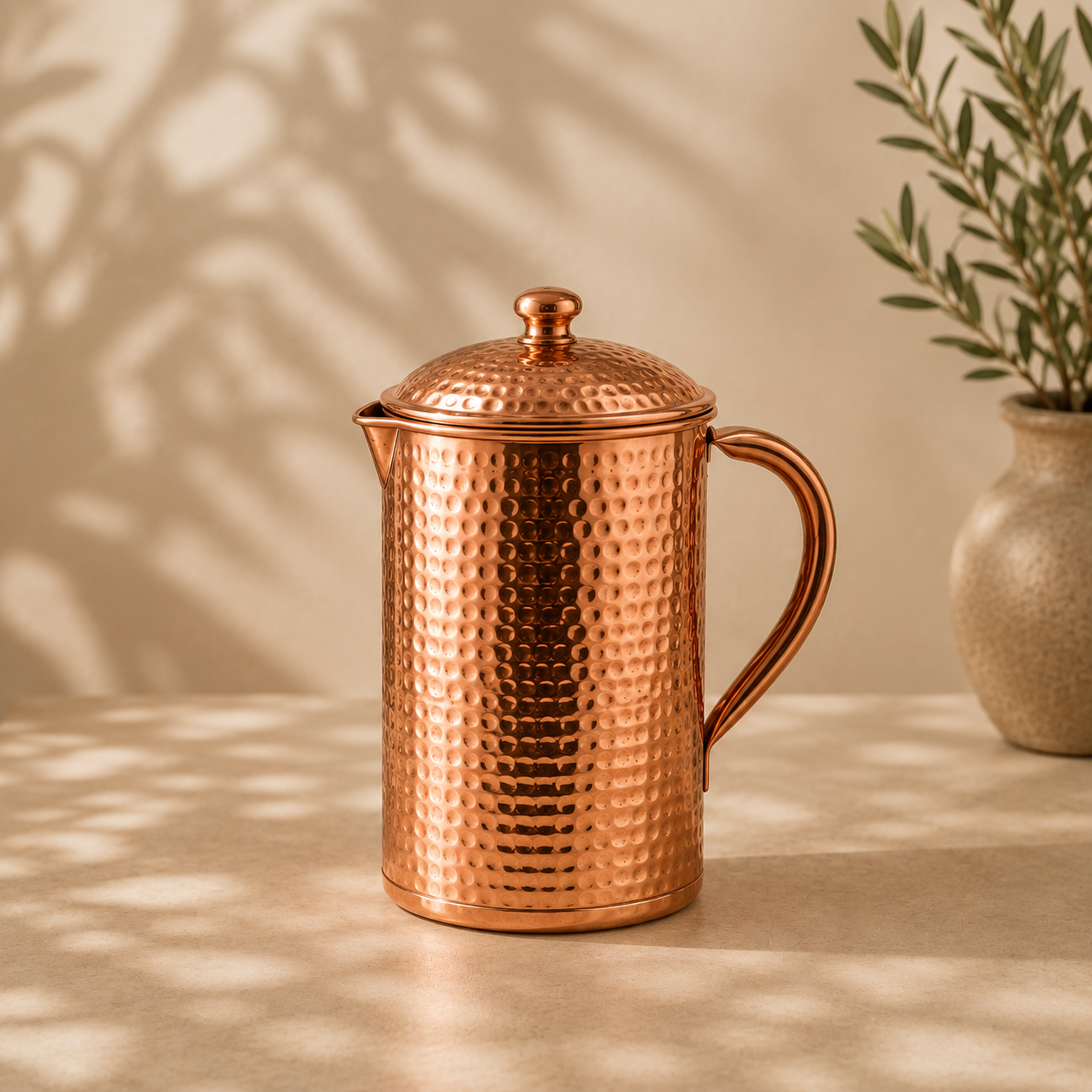 Hammered Pure Copper Carafe