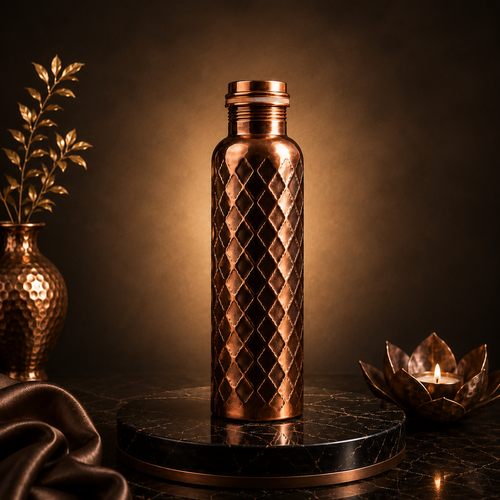 Solid Copper Water Bottle - Diamond Edition