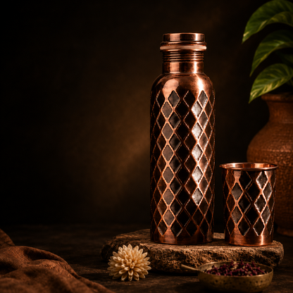 Solid Copper Water Bottle - Diamond Edition