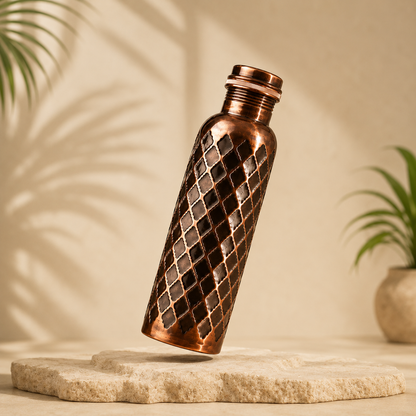 Solid Copper Water Bottle - Diamond Edition