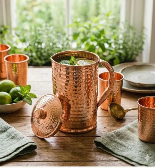 Hammered Pure Copper Carafe